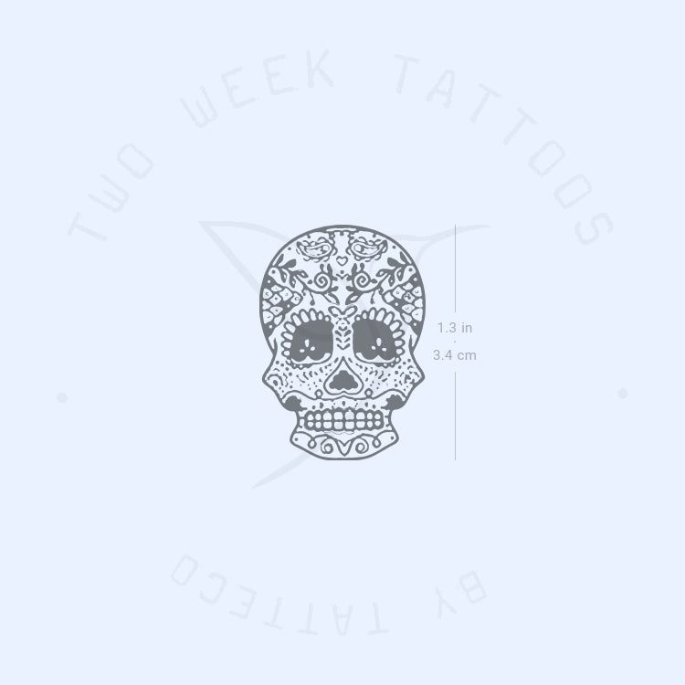 Tatuaje semipermanente de calavera de azúcar pequeña (juego de 2)