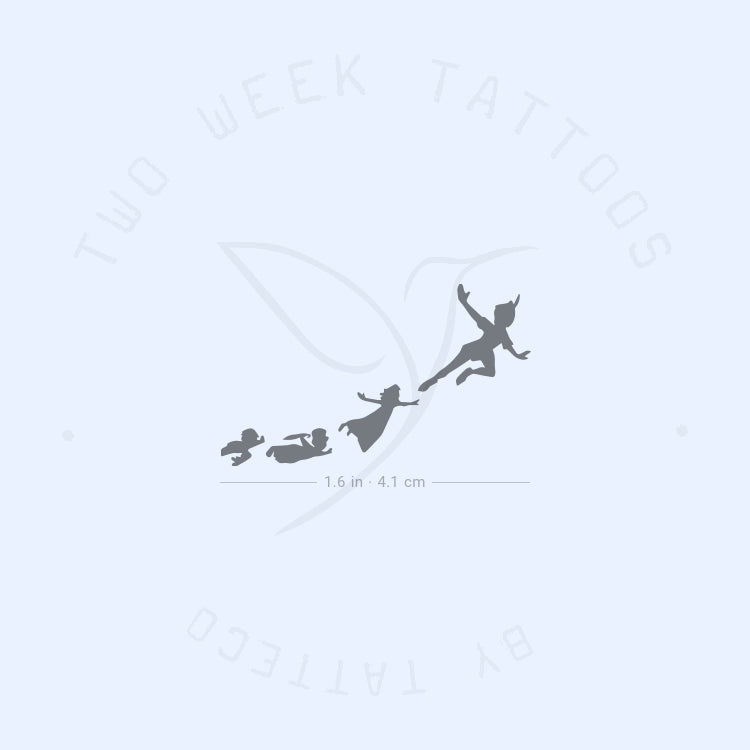 Flying Peter Pan, Wendy, Michael And John Semi-Permanent Tattoo - Set of 2