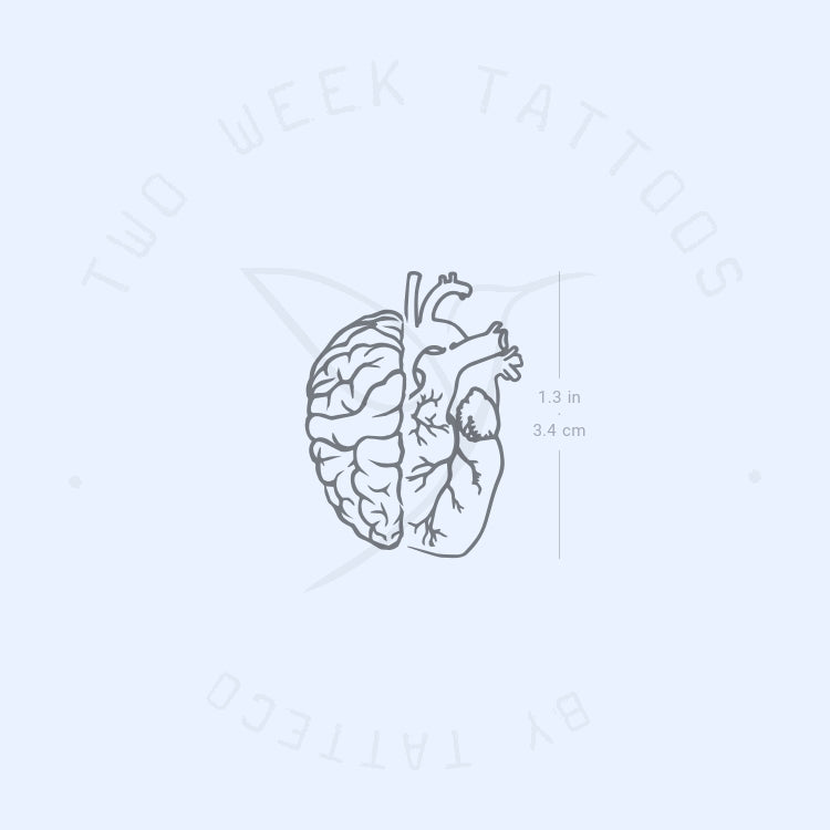 Brain And Heart Semi-Permanent Tattoo - Set of 2