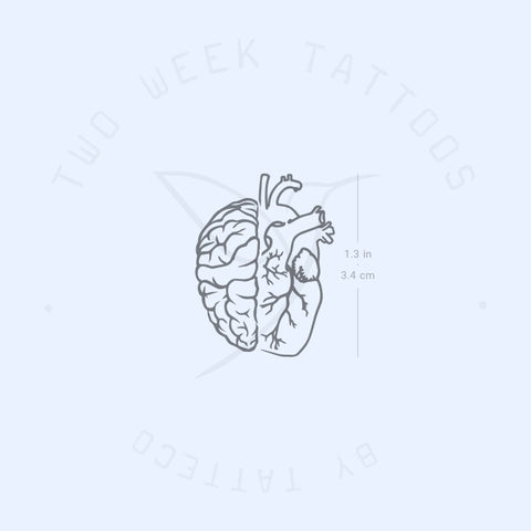 Brain And Heart Semi-Permanent Tattoo - Set of 2