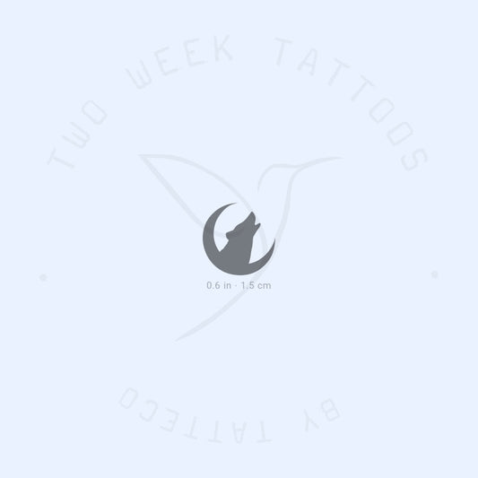Tatuaje semipermanente de luna y lobo (juego de 2)