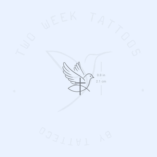 Cross Dove Jesus Fish Semi-Permanent Tattoo - Set of 2