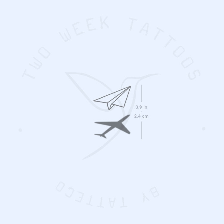 Paper Plane And Plane Semi-Permanent Tattoo - Set of 2