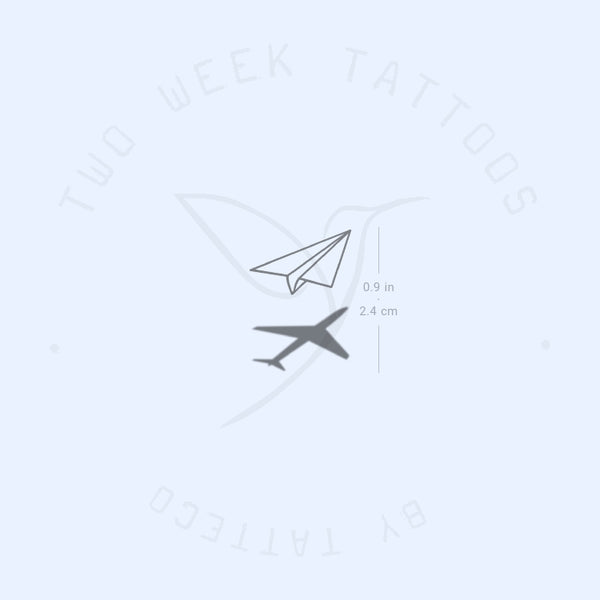 Paper Plane And Plane Semi-Permanent Tattoo - Set of 2