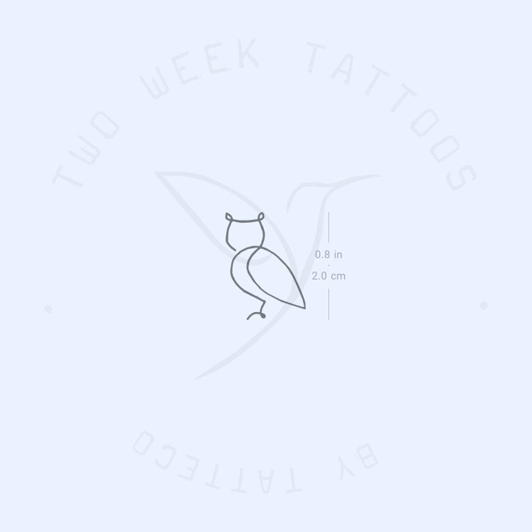 Single Line Owl Semi-Permanent Tattoo - Set of 2