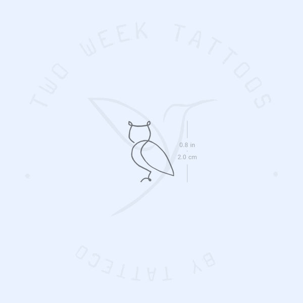 Single Line Owl Semi-Permanent Tattoo - Set of 2