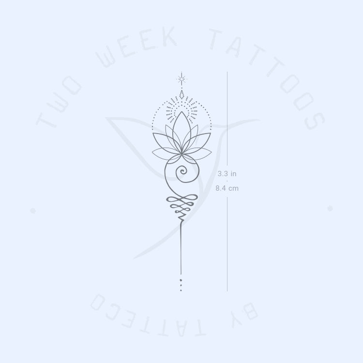 Enlightened Lotus Unalome Semi-Permanent Tattoo - Set of 2