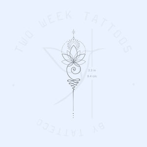 Enlightened Lotus Unalome Semi-Permanent Tattoo - Set of 2