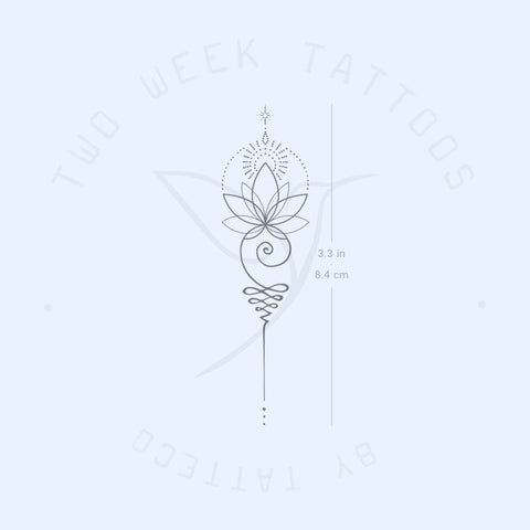 Enlightened Lotus Unalome Semi-Permanent Tattoo - Set of 2