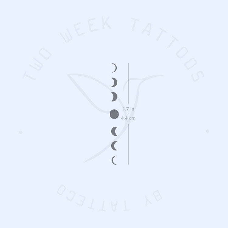 Vertical Moon Phases Semi-Permanent Tattoo - Set of 2