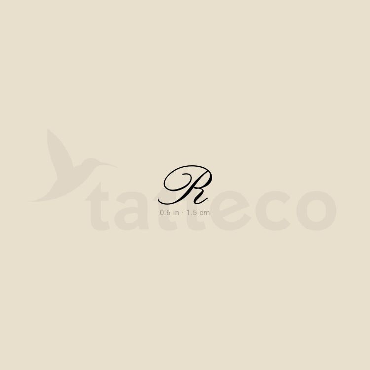 Letter R Script Temporary Tattoo - Set of 3