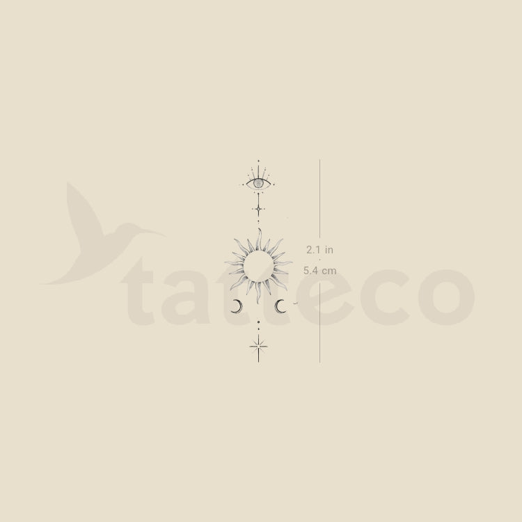 Eye And Sun By Stefano Mazza Temporary Tattoo - Set of 3