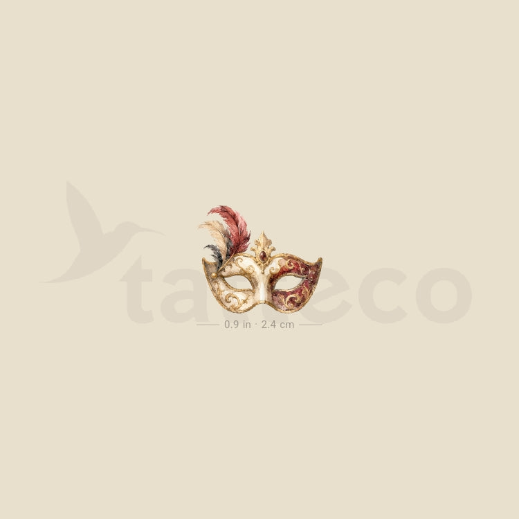 Watercolor Venetian Mask Temporary Tattoo - Set of 3