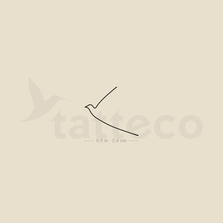 One Line Hummingbird Temporary Tattoo - Set of 3