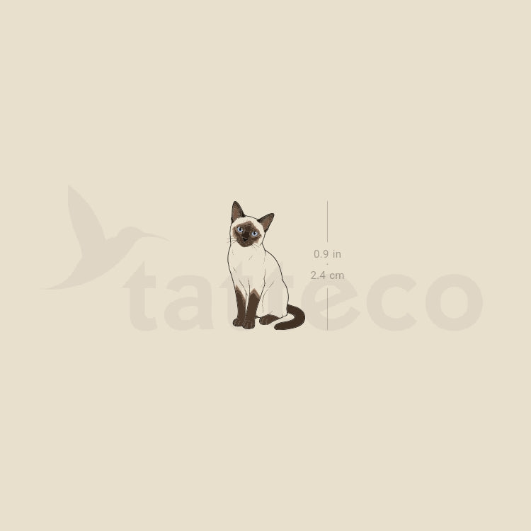 Small Siamese Cat Temporary Tattoo - Set of 3