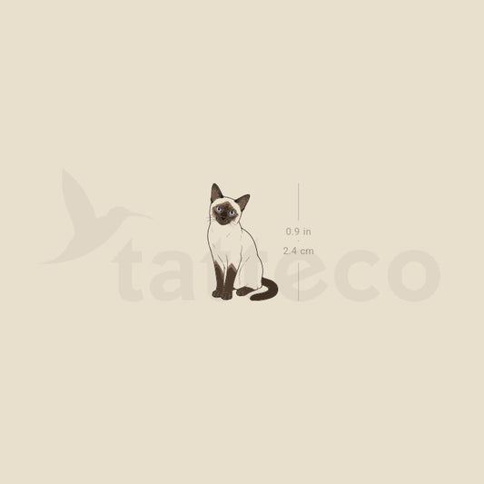 Small Siamese Cat Temporary Tattoo - Set of 3