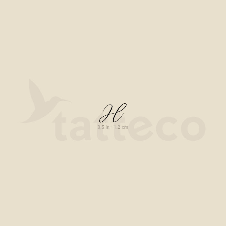 Letter H Script Temporary Tattoo - Set of 3