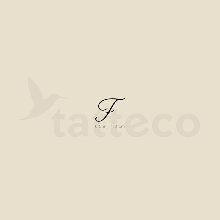 Letter F Script Temporary Tattoo - Set of 3