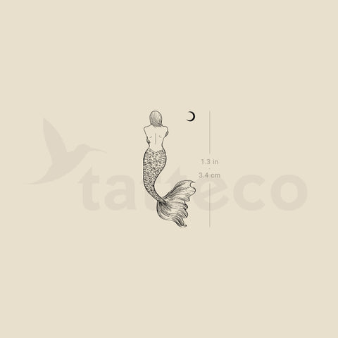 Mermaid And Moon Temporary Tattoo - Set of 3