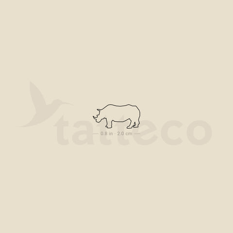 Fine Line Rhino Temporary Tattoo - Set of 3