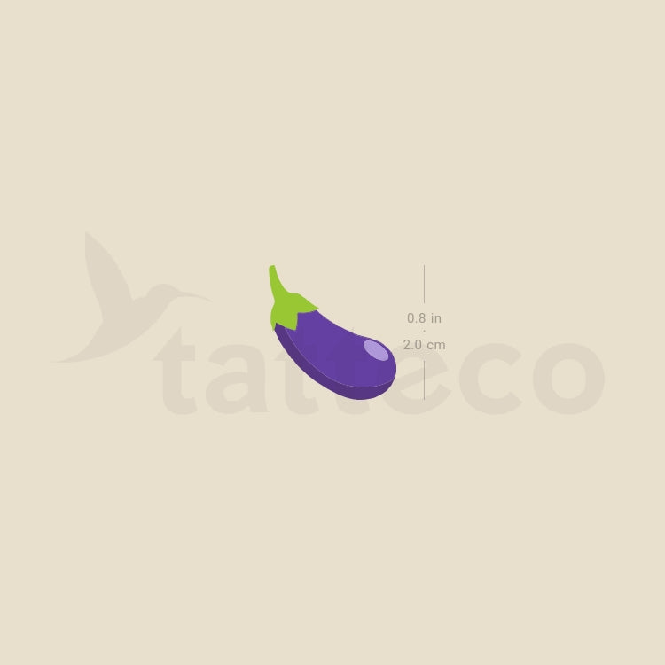 Small Eggplant Emoji Temporary Tattoo - Set of 3