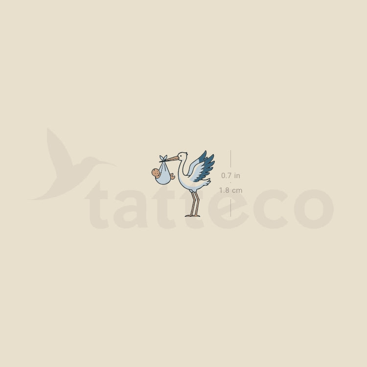 White Storks Delivering Baby Temporary Tattoo - Set of 3