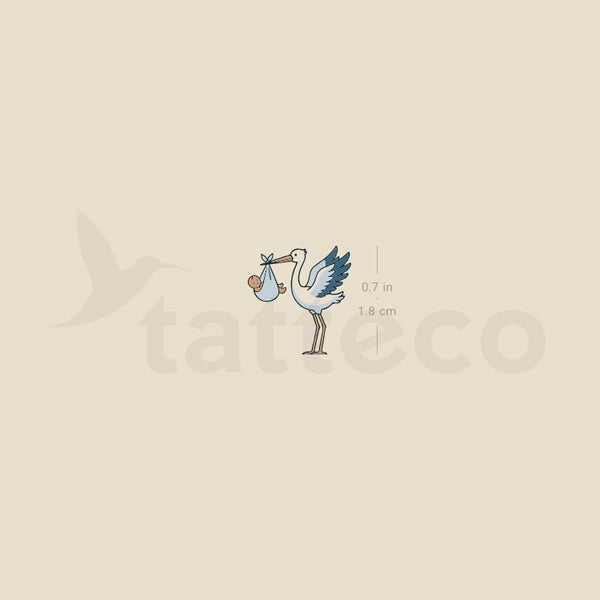 White Storks Delivering Baby Temporary Tattoo - Set of 3