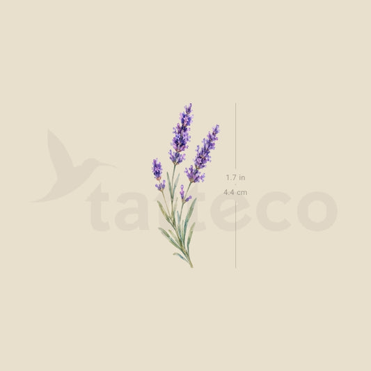 Lavender Flower Temporary Tattoo - Set of 3
