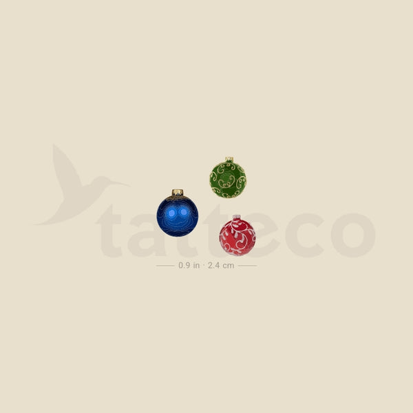 Three Christmas Baubles Temporary Tattoo - Set of 3