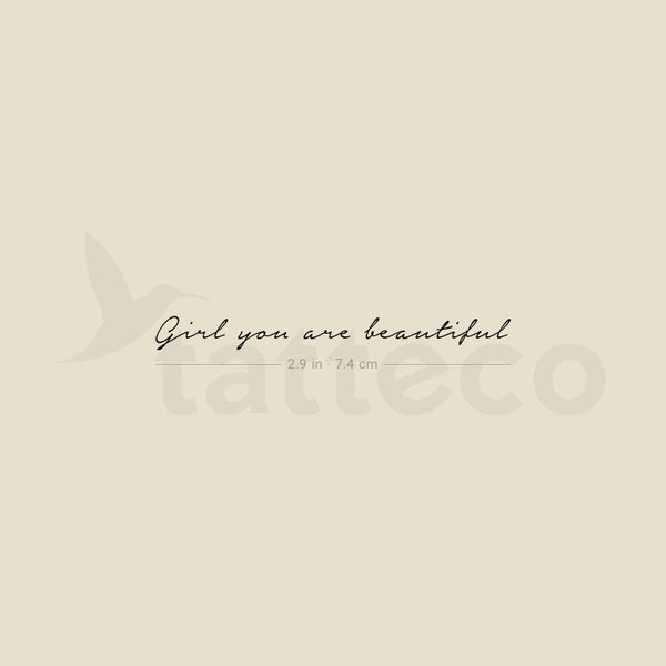 Girl You Are Beautiful Temporary Tattoo - Set of 3