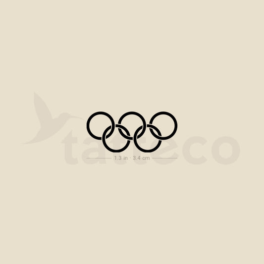 Olympic Rings In Black Temporary Tattoo - Set of 3