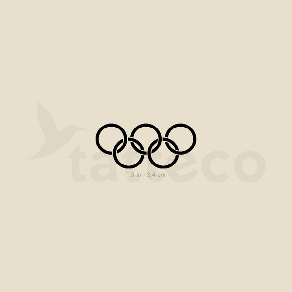 Olympic Rings In Black Temporary Tattoo - Set of 3