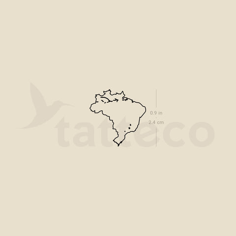 Brazil Map Outline Temporary Tattoo - Set of 3