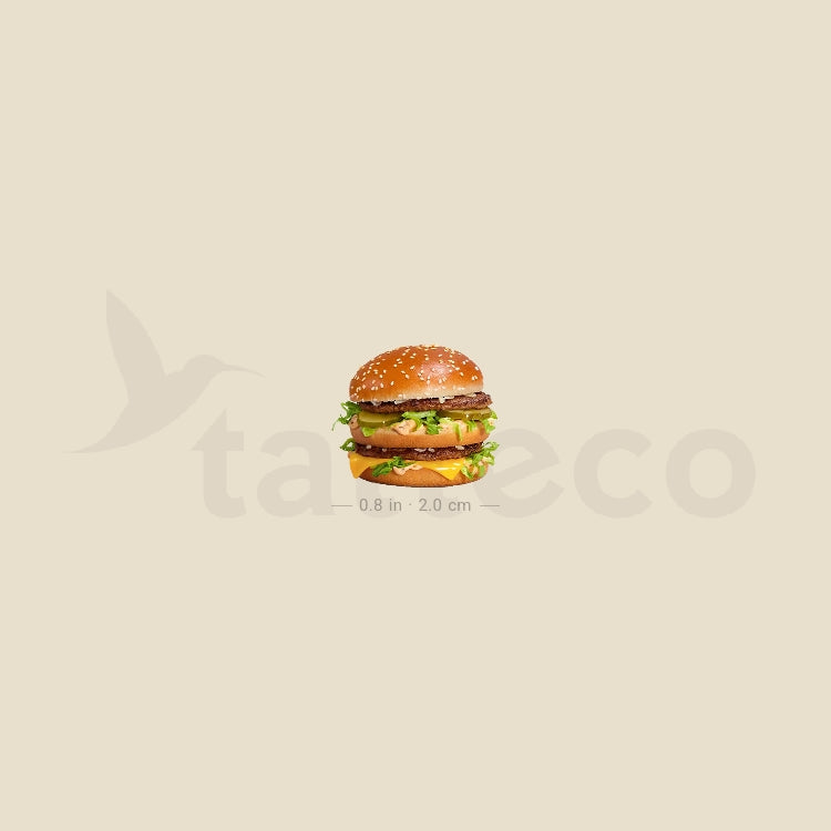Realistic Hamburger Temporary Tattoo - Set of 3