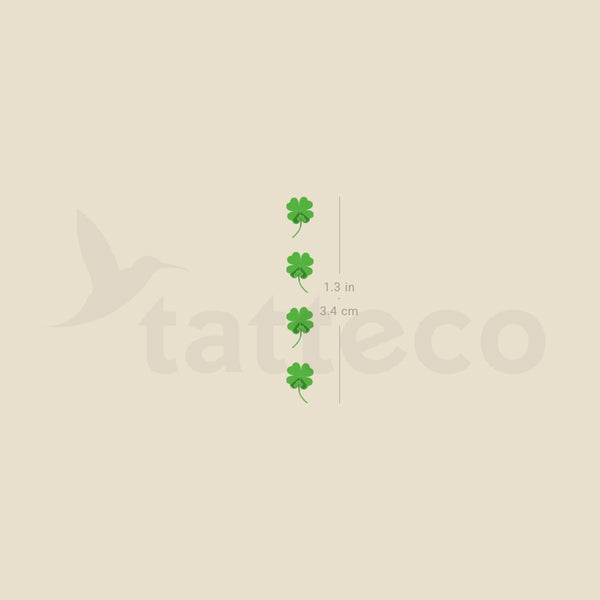 Four Tiny Four Leaf Clovers Temporary Tattoo - Set of 3