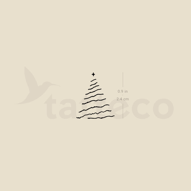 Fine Line Christmas Tree Temporary Tattoo - Set of 3