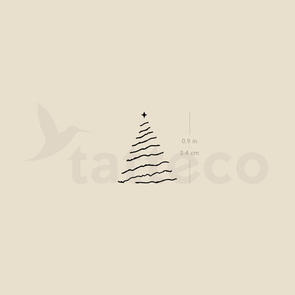 Fine Line Christmas Tree Temporary Tattoo - Set of 3