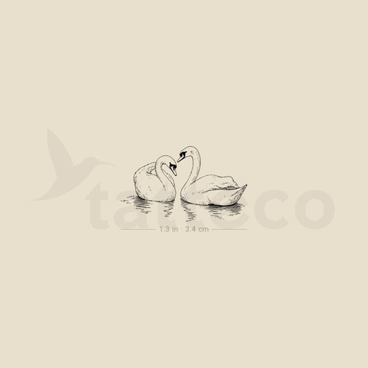 Swan Couple Temporary Tattoo - Set of 3