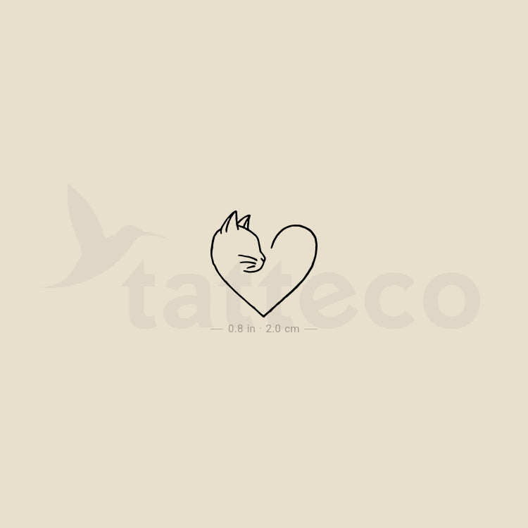 Cat Lover Heart Temporary Tattoo - Set of 3