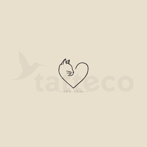 Cat Lover Heart Temporary Tattoo - Set of 3