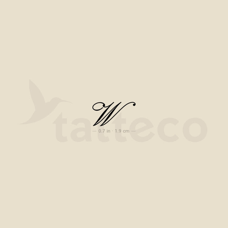 Letter W Script Temporary Tattoo - Set of 3
