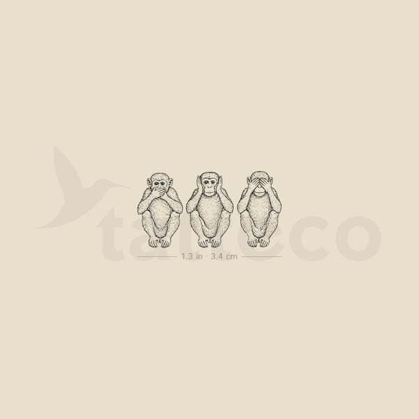 Three Wise Monkeys Temporary Tattoo - Set of 3