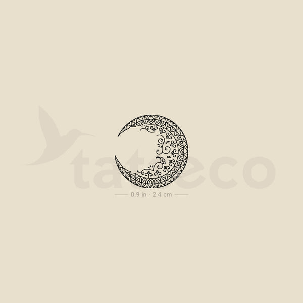 Small Ornamental Moon Temporary Tattoo - Set of 3
