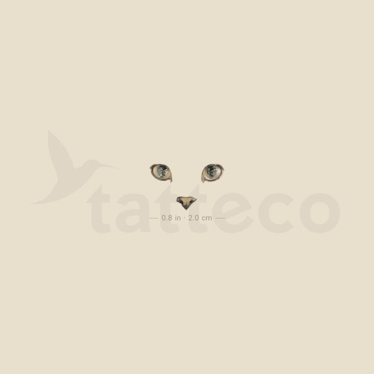 Small Cat Face Temporary Tattoo - Set of 3