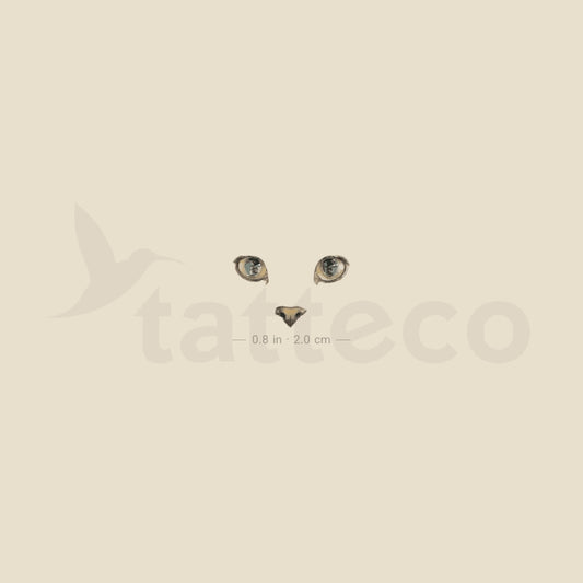 Small Cat Face Temporary Tattoo - Set of 3