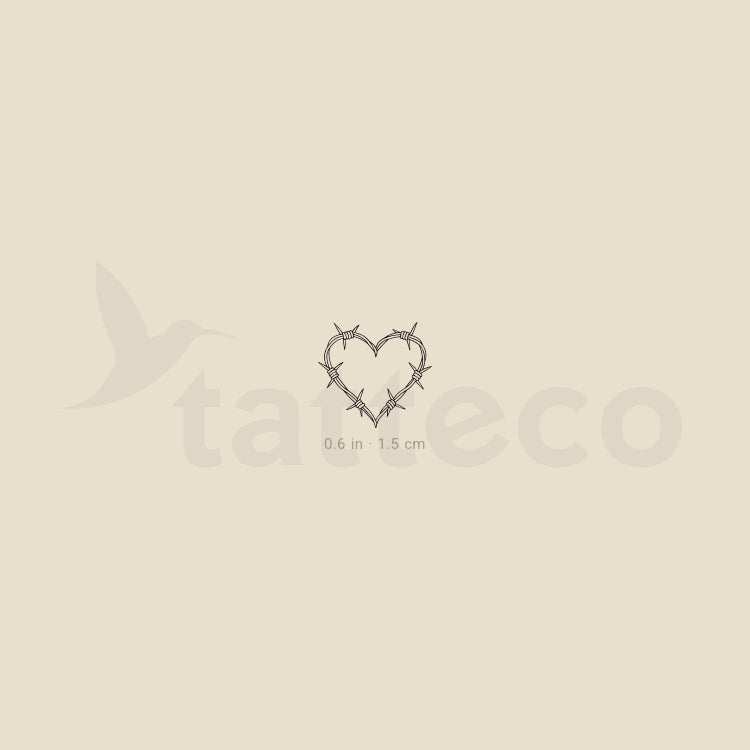 Little Barbed Wire Heart Temporary Tattoo - Set of 3