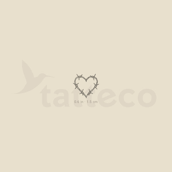 Little Barbed Wire Heart Temporary Tattoo - Set of 3