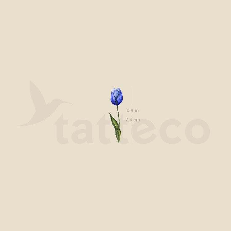 Small Blue Tulip By Lena Fedchenko Temporary Tattoo - Set of 3
