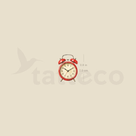 Red Alarm Clock Temporary Tattoo - Set of 3