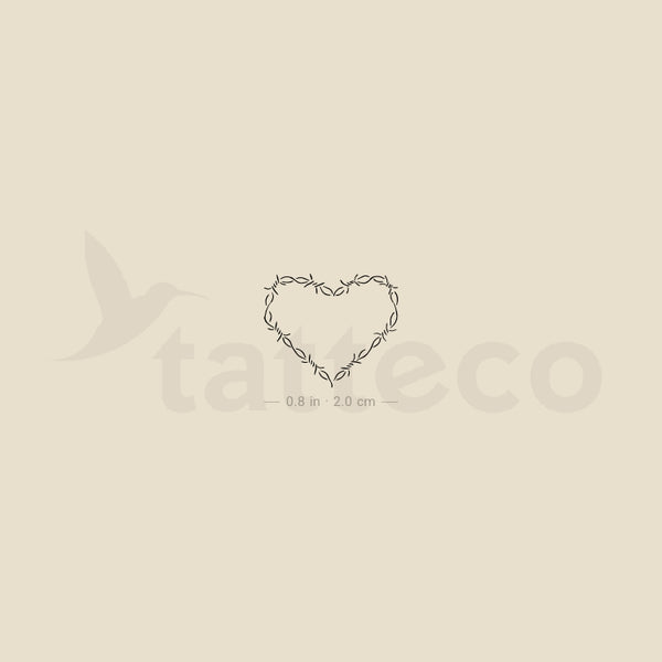 Small Heart Shaped Barbed Wire Temporary Tattoo - Set of 3